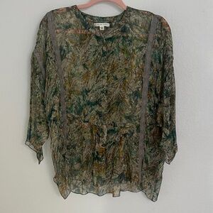 BURNING TORCH beautiful silk blouse S